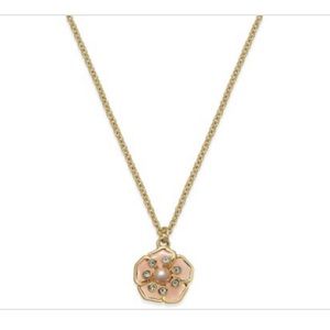 Kate Spade New York Gold-tone Imitaion Pearl Enamel Floral Pendant Necklace